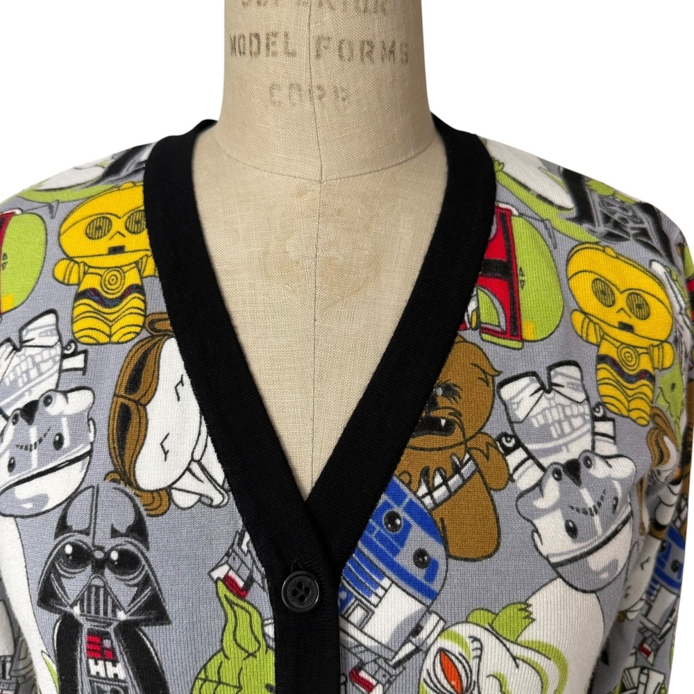 Star Wars We Love Fine Cardigan Sweater Womens S Chibi Character Lightweight - Picture 3 of 8